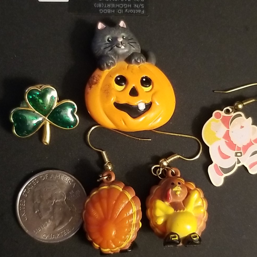 I Assortment Holiday Pins ,Earrings